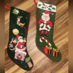 Set of wool needlepoint stocking